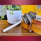  Kinh Luân Cầm Tay Nepal Nạm Bạc Thủ Công [Kim Cương Hỷ Lạc] 36Cm 