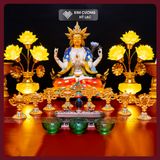  Bộ Bát Cát Tường Cúng Dường Hợp Kim Cao Cấp [Kim Cương Hỷ Lạc] Bát Cát Tường Hợp Kim Vẽ Màu 9cm 