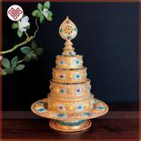 Tháp Mandala Mật Tông [Kim Cương Hỷ Lạc] Nạm Bạc Cẩn Đá 