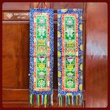  Phướn Đầu Rồng [Kim Cương Hỷ Lạc] Vải Gấm Thêu 120x30 cm (Giá 1 Chiếc) 