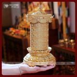  Kinh Luân Điện 25 Triệu Biến Lục Tự [Kim Cương Hỷ Lạc] Đồng Mạ Vàng Cao Cấp 28Cm Bảo Hành 1 Năm 