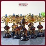  Bát Bảo Cát Tường -Bát Cát Tường Lưu Ly Cao Cấp [Kim Cương Hỷ Lạc] Bộ Bát Cát Tường Cúng Dường 13cm 