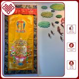  Rèm Cửa Trang Trí Bàn Thờ Mật Tông [Kim Cương Hỷ Lạc] Bát Cát Tường - Kalachakra Nền Vàng 