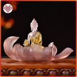  Tượng Phật Dược Sư Mật Tông [Kim Cương Hỷ Lạc] Lưu Ly Thiếp Vàng 12cm 