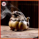  Lư Xông Trầm, Lư Đốt Trầm Hương Mật Tông [Kim Cương Hỷ Lạc] Bằng Gốm Hình Kỳ Lân Chiêu Tài Lộc 