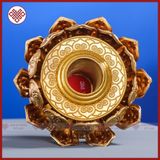  Đế Cắm Kinh Luân Cầm Tay [Kim Cương Hỷ Lạc] Hình Bông Sen 2 Tầng Bằng Đồng 