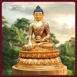  Tượng Phật Thích Ca Mâu Ni Đồng Mạ Vàng [ Kim Cương Hỷ Lạc] Tượng Thích Ca Thủ Công Nepal- Hàng Hiếm 