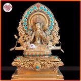  Tượng Tara Trắng Mật Tông [Kim Cương Hỷ Lạc] Nepal Cẩn Đá 33Cm 