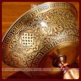  Chân Đèn, Đế Nến Bằng Đồng Cúng Ban Thờ [Kim Cương Hỷ Lạc] Biểu Tượng Bình An 8,8x7Cm 