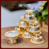  Chén Nước Cúng Dường Mật Tông [Kim Cương Hỷ Lạc] Chén Cúng Dường Đồng Mạ Vàng Nepal Nhiều Size 
