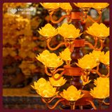  Chân Đèn Điện Hoa Sen Cao Cấp - Đèn Thờ Hoa Sen [Kim Cương Hỷ Lạc] Đèn Thờ Hoa Sen 9-13-19-27 bông 