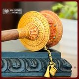  Kinh Luân Xoay, Cầm Tay [Kim Cương Hỷ Lạc] Họa Tiết Bát Cát Tường, Đồng Đỏ Cán Gỗ Cao Cấp Size 28cm 