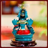 Tượng Tara Xanh Mật Tông - Tượng Tara Xanh Nepal [Kim Cương Hỷ Lạc] Tượng Tara Vẽ Màu Thủ Công 15cm 