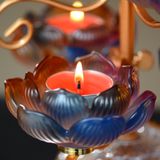  Chân Đèn Trang Trí Bàn Thờ Mật Tông [Kim Cương Hỷ Lạc] Hoa Sen Lưu Ly Hợp Nhất Size 28-48cm 