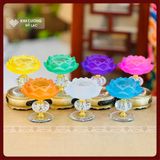  Chân Đèn Nến Bơ Lưu Ly, Đế Nến Hoa Sen Cúng Phật [Kim Cương Hỷ Lạc] Đa Dạng Màu Sắc 