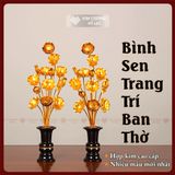  Bình Hoa Sen Hợp Kim Trang Trí Ban Thờ [Kim Cương Hỷ Lạc] Cặp Bình Sen Hợp Kim Nhiều Kích Thước 