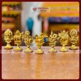  Thất Bảo Luân Vương, Bộ Thất Bảo Cúng Dường Mật Tông [Kim Cương Hỷ Lạc] Đồng Vàng, Đồng Vẽ Màu 11Cm 