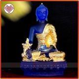  Tượng Phật Dược Sư Mật Tông [Kim Cương Hỷ Lạc] Lưu Ly Chất Liệu 100% Lưu Ly Cao Cấp 19cm 
