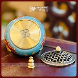  Lư Đồng Xông Trầm Vẽ Màu, Lư Đốt Trầm Hương Phong Thủy [Kim Cương Hỷ Lạc] Chất Liệu Đồng Nguyên Khối 