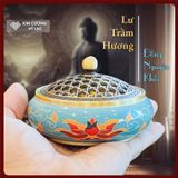  Lư Đồng Xông Trầm Vẽ Màu, Lư Đốt Trầm Hương Phong Thủy [Kim Cương Hỷ Lạc] Chất Liệu Đồng Nguyên Khối 