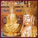  Bộ Tượng Ta Bà Tam Thánh, Thích Ca, Địa Tạng, Quan Âm [Kim Cương Hỷ Lạc] Tam Thánh Đồng Mạ Vàng 40cm 