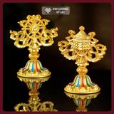  Bộ Bát Cát Tường Cúng Dường Hợp Kim Cao Cấp [Kim Cương Hỷ Lạc] Bát Cát Tường Hợp Kim Vẽ Màu 9cm 