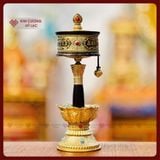  Kinh Luân Xoay, Kinh Luân Cầm Tay Tây Tạng [Kim Cương Hỷ Lạc] Đồng Cao Cấp Cấn Đá Tinh Xảo 27cm 