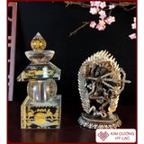  Ốc Pháp Loa Nepal [Kim Cương Hỷ Lạc] Ốc Pháp Nạm Bạc Cẩn Đá Cao Cấp 