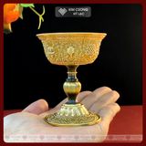  Chân Đèn, Đế Nến Bằng Đồng Cúng Ban Thờ [Kim Cương Hỷ Lạc] Biểu Tượng Bình An 8,8x7Cm 