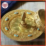  Tháp Mandala Mật Tông [Kim Cương Hỷ Lạc] Đồng Cẩn Đá Cao Cấp 24Cm 