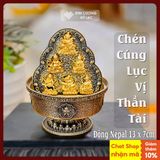  Chén Đồng Cúng Nước Mật Tông [Kim Cương Hỷ Lạc] Bộ Cúng Lục Vị Thần Tài - Đồng Nepal Cao Cấp 