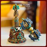  Bộ Chuông Chùy Nepal - Pháp Khí Mật Tông [Kim Cương Hỷ Lạc] Bộ Chuông Chùy Cẩn Đá Thạch Anh Nepal 