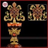  Bát Cát Tường Mật Tông [Kim Cương Hỷ Lạc] Đồng Vẽ Màu Bộ 8 Cái 18Cm 