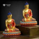 Tượng Thích Ca Mật Tông [Kim Cương Hỷ Lạc] Đồng Vẽ Màu 