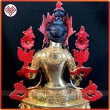  Tượng Tara Trắng Mật Tông [Kim Cương Hỷ Lạc] Nepal Cẩn Đá 33Cm 