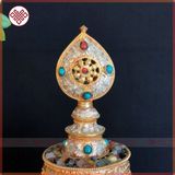  Tháp Mandala Mật Tông [Kim Cương Hỷ Lạc] Nạm Bạc Cẩn Đá 