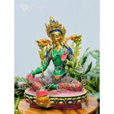  Tượng Tara Xanh Mật Tông [Kim Cương Hỷ Lạc] Đồng Vẽ Màu 