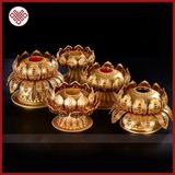  Đế Cắm Kinh Luân Cầm Tay [Kim Cương Hỷ Lạc] Hình Bông Sen 2 Tầng Bằng Đồng 