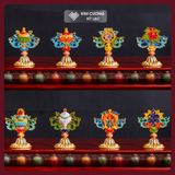  Bộ Bát Cát Tường Cúng Dường Hợp Kim Cao Cấp [Kim Cương Hỷ Lạc] Bát Cát Tường Hợp Kim Vẽ Màu 9cm 