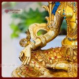  Tượng Tara Xanh Lục Độ Phật Mẫu Mật Tông [Kim Cương Hỷ Lạc] Xuất Xứ Nepal Đồng Mạ Vàng 23cm 
