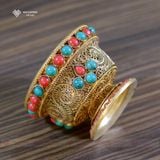  Chén Nepal Cúng Dường Phật Mật Tông [Kim Cương Hỷ Lạc] Thủ Công Cẩn Đá 