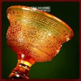  Bộ Cúng Hộ Pháp Lưu Ly Cao Cấp [Kim Cương Hỷ Lạc] Chén Cúng Hộ Pháp Lưu Ly Chạm Khắc Bát Cát Tường 