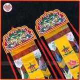  Phướn Bát Cát Tường Mật Tông [Kim Cương Hỷ Lạc] 150x25cm Gấm Lụa 