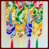  Phướn Đầu Rồng [Kim Cương Hỷ Lạc] Vải Gấm Thêu 120x30 cm (Giá 1 Chiếc) 