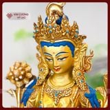  Tượng Tara Xanh Lục Độ Phật Mẫu Mật Tông [Kim Cương Hỷ Lạc] Xuất Xứ Nepal Đồng Mạ Vàng 23cm 