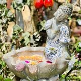  Tượng Phật An Nhiên Áo Rêu [Kim Cương Hỷ Lạc] Decor Trang Trí Nhà Cửa Sân Vườn Có Bể 