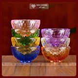  Bát Pha Lê 7 Màu, Chén Nước Cúng Dường [Kim Cương Hỷ Lạc] Pha Lê Cao Cấp 6x3,2 Cm 