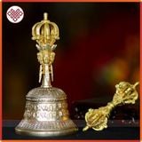  Chuông Cầm Tay Mật Tông [Kim Cương Hỷ Lạc] 9 Chấu Mạ Bạc 