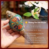  Ốc Pháp Loa Nepal [Kim Cương Hỷ Lạc] Ốc Pháp Nạm Bạc Cẩn Đá Cao Cấp 