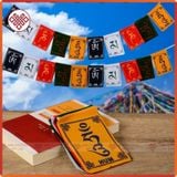  Cờ Phật Giáo Mật Tông Tây Tạng Cờ Cầu Nguyện Khắc Chú Om Mani Padme Hum[ Kim Cương Hỷ Lạc] Trang Trí Bàn Thờ 
